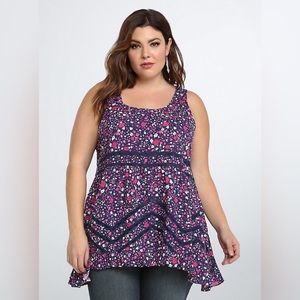Torrid Floral Hi-Lo Ruffle Tank Top